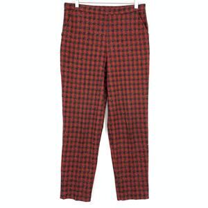 KoKoKnits Vintage Red Black Plaid Knit Pants Womens Size 10 High Waist Tapered